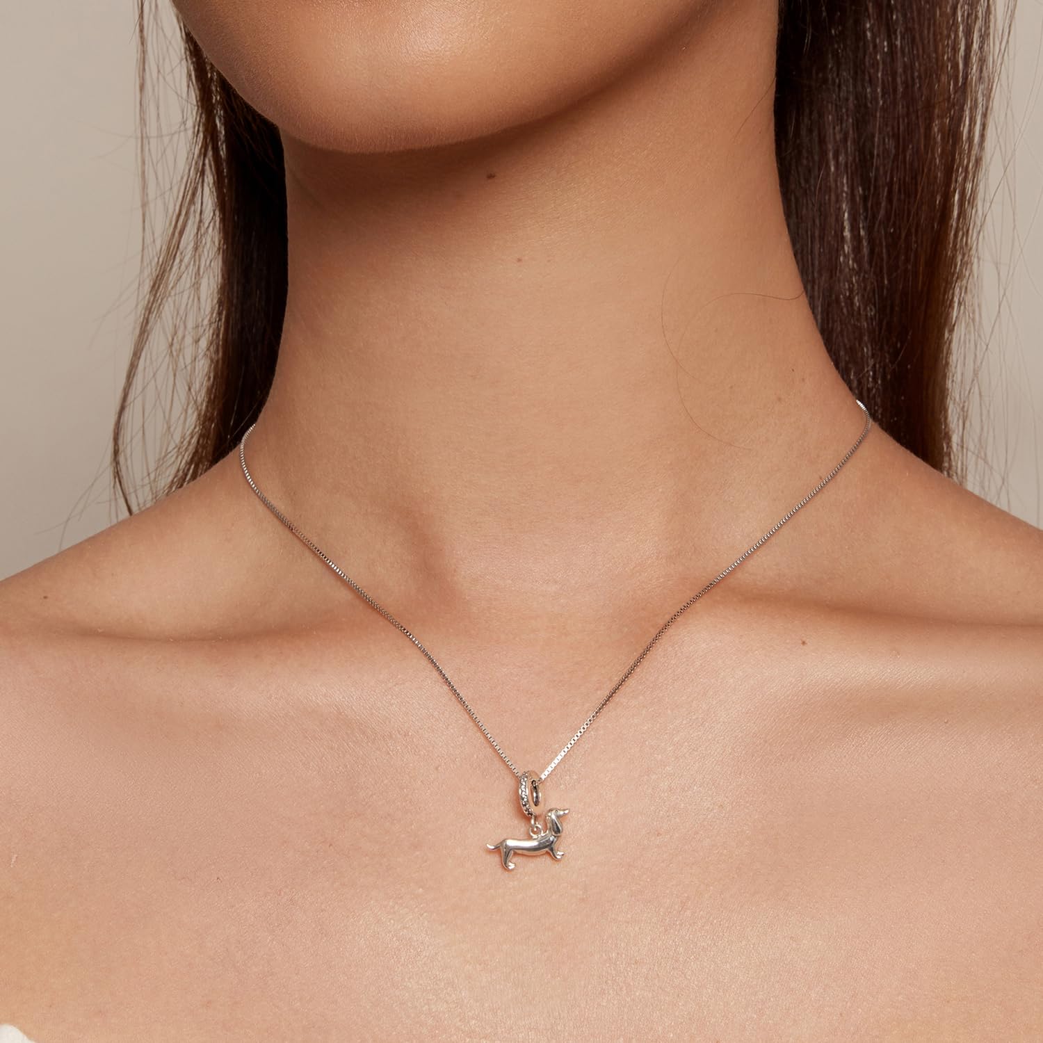Ciondolo di Bassotto en Argent Sterling 925, Ciondolo Mignon de Chien de Race, Pendentif Adapté pour Bracelets et Colliers Pandora pour Femmes