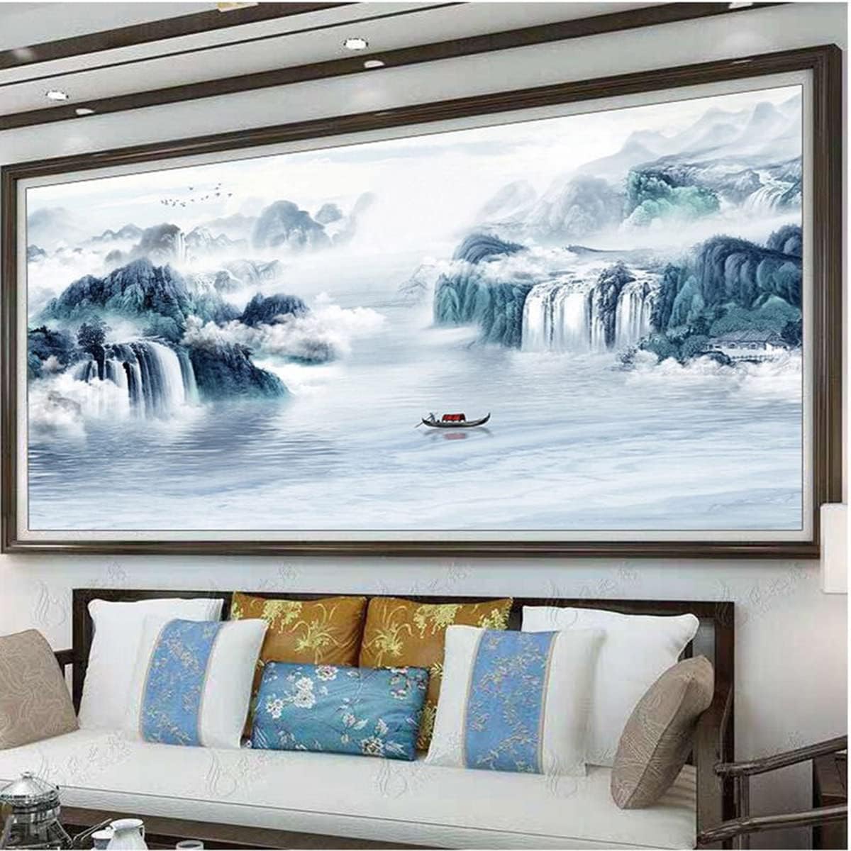 Instarry 5D DIY Diamond Painting Kits for Adults Full Drill Chinese Style Landscape Painting Crystal Cross Stitch Wall Decorations for Living Room Craft Kits 39.4x19.7 inch