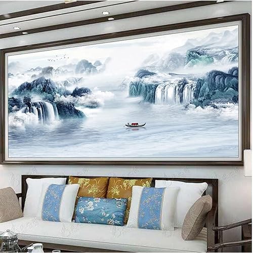 Vista 3 de Instarry Kits de pintura de diamantes 5D para adultos, taladro completo, estilo chino, pintura de paisaje, punto de cruz, decoración de pared