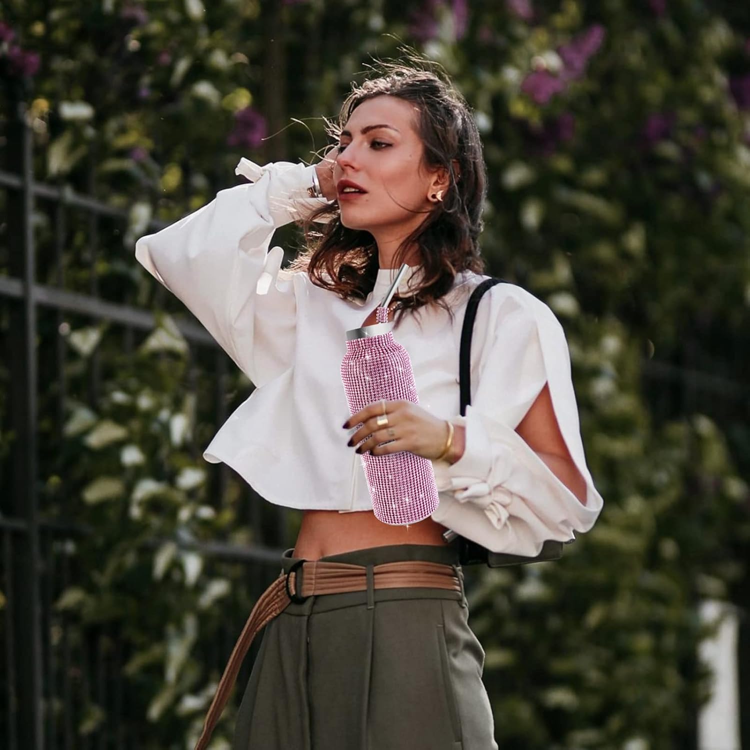 INSTOME Bling Water Bottle with Chain - 25 oz Sparkling Diamond Rhinestone Tumbler, Glittering Reusable Cup for Women Girl - Image 7