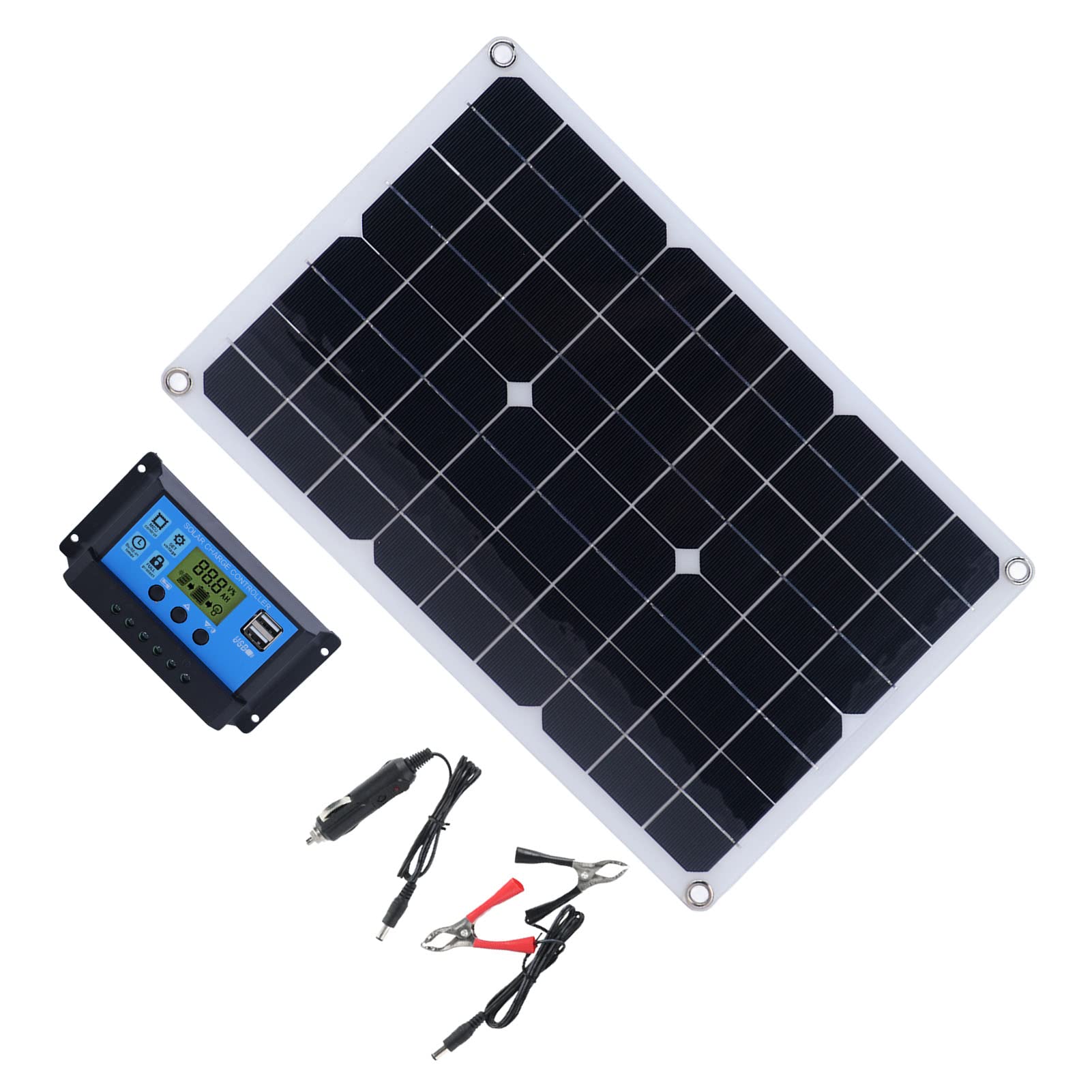 Przenośny Panel Słoneczny, Kemping Panel Słoneczny 50 W Zestaw Panelu Zasilania Solarnego z Kontrolerem 50W Monokrystaliczny DC 18V Solar Naładowanie Baterii do Plecaka na Wędrówki Kempingowe