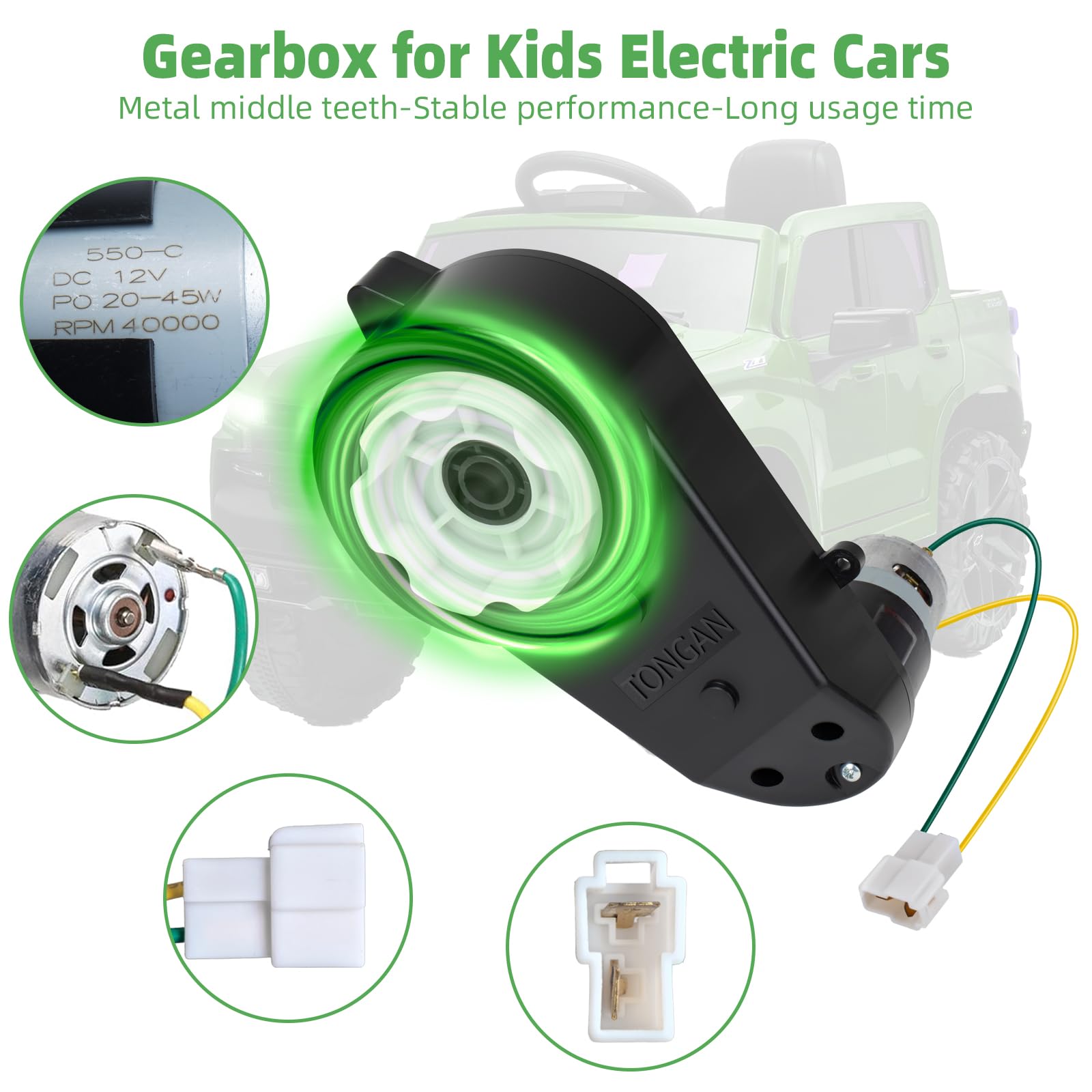 2 PZ 12V Motore Elettrico Cambio 40000RPM Ad Alta Velocità Cambio Motore per Ruote Alimentate Bambini Ride on Giocattoli RS550 Aggiornamento Gearbox Alimentato per Bambini Veicolo Elettrico Sostituire