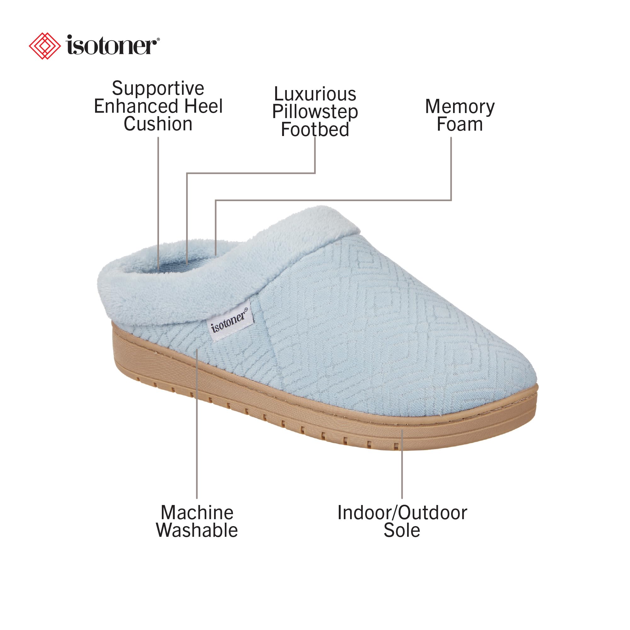 Isotoner Femme Diamond Microterry Gemma Clog Slipper Chausson