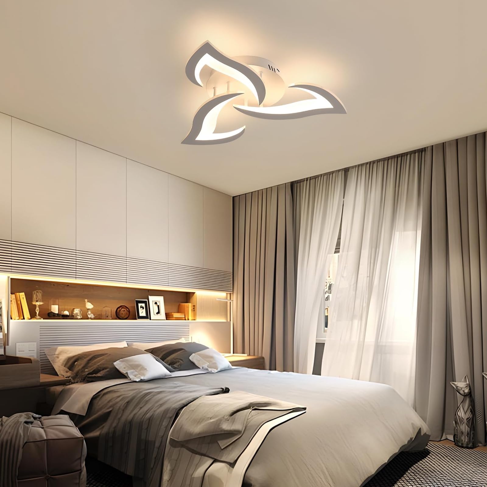 Comely Lámpara de Techo LED 36 W – Diseño Flor Blanca 52 cm – Luz Cálida 3000 K – Moderna para Salón, Dormitorio y Cocina