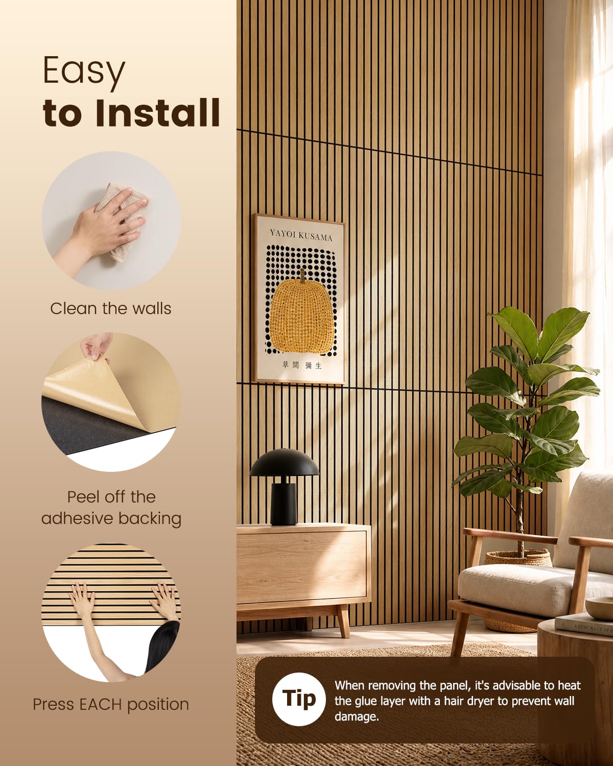 Soundsbay Akustikpaneele Selbstklebend 2.88 m²-4 Stück 120×60×0.9cm Oak | Akustikplatten Wandpaneele aus Groß Schallschutzplatten für Akustische Behandlung und Wanddekoration