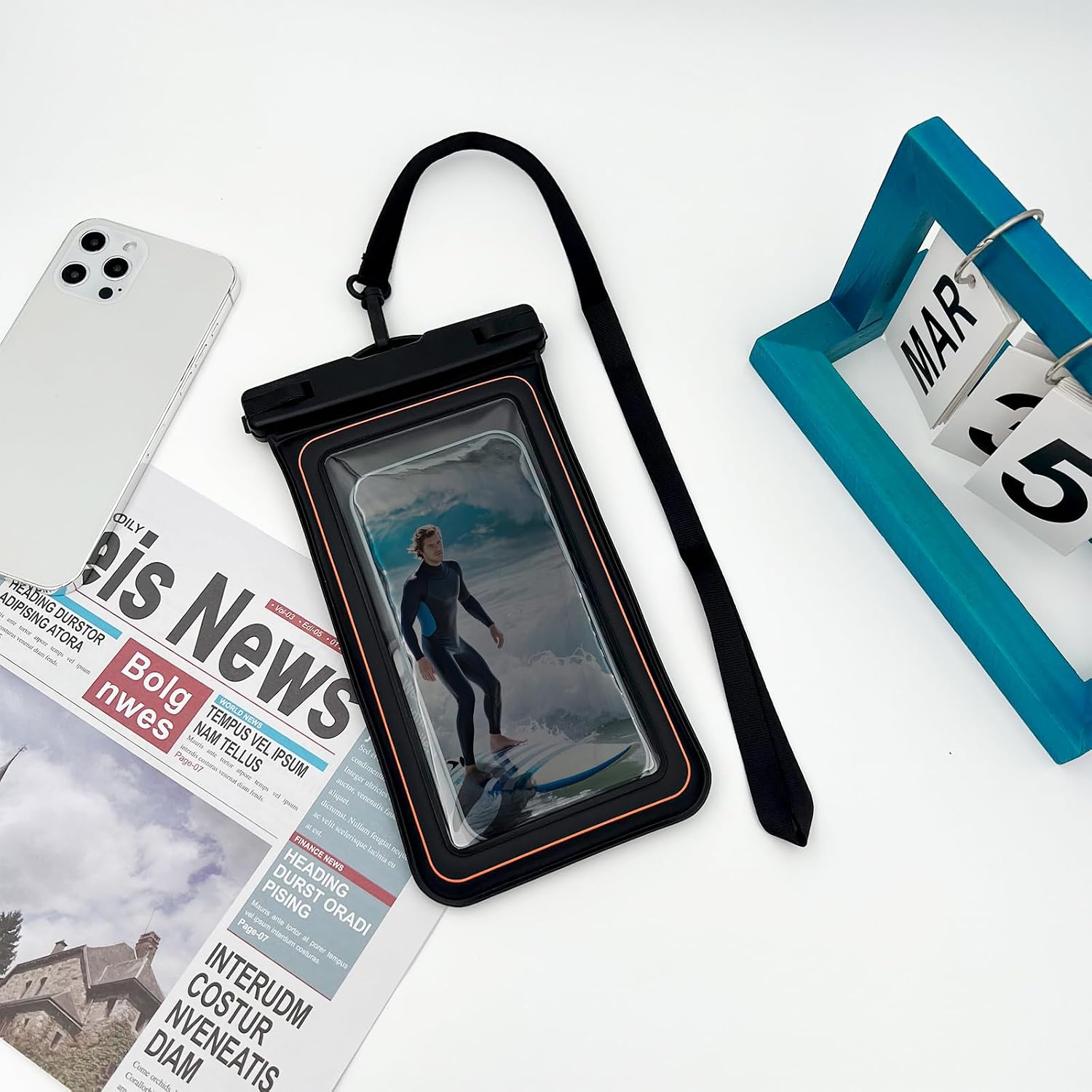 Floating IPX8 Waterproof Phone Case Pouch – Dry Bag for Kayaking, Beach, Cruise, Travel – Floating Water Proof Holder for iPhone 16 15 Pro Max, Samsung S25 Ultra, S24, S23, Up to 7" Black