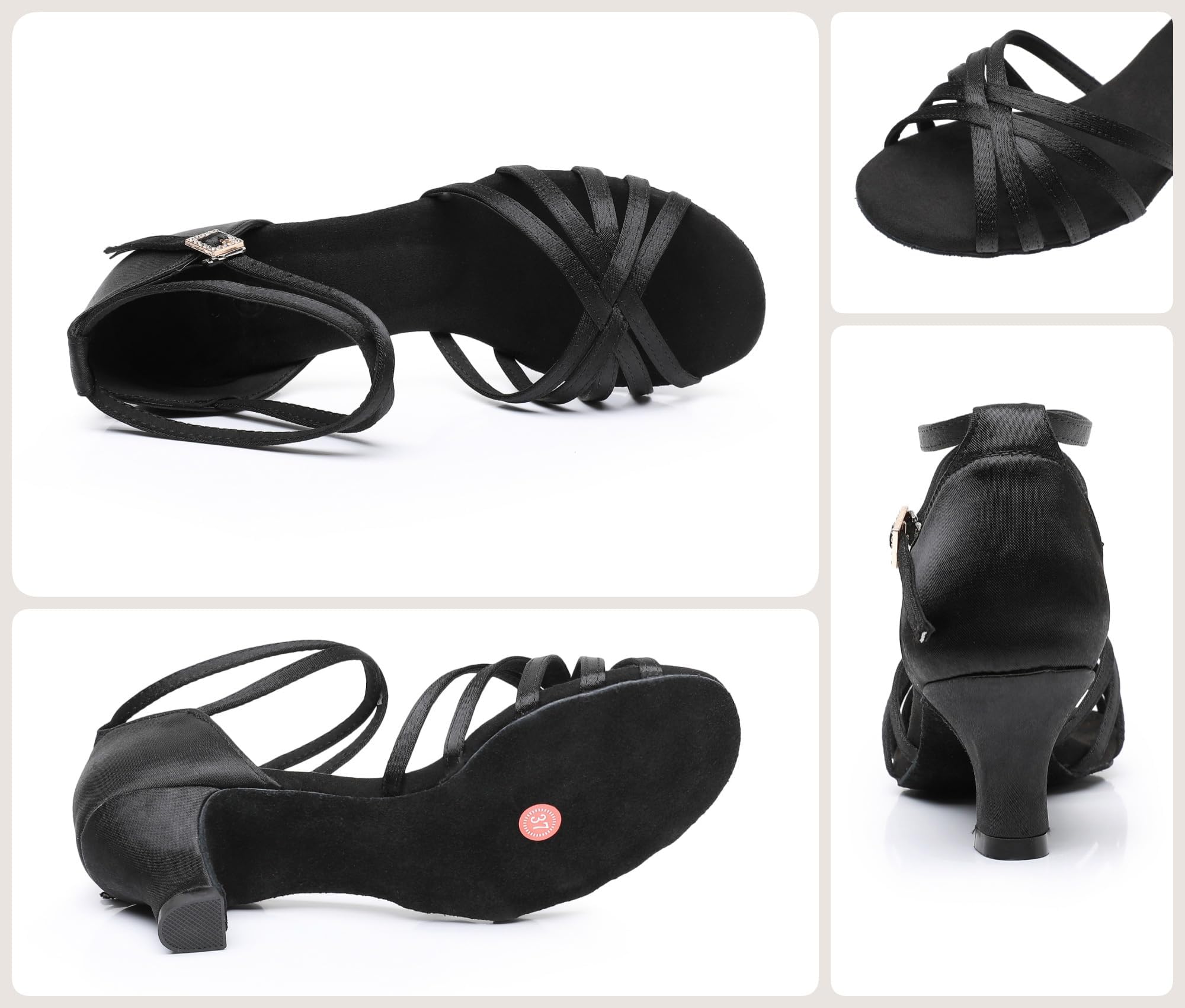 Rosefinch Scarpe da Ballo Latino per Le Donne Nero Professionale Scarpe da Ballo Sala da Ballo Partito Salsa Danza Pratica Prestazioni Scarpe Taglia（A01G）