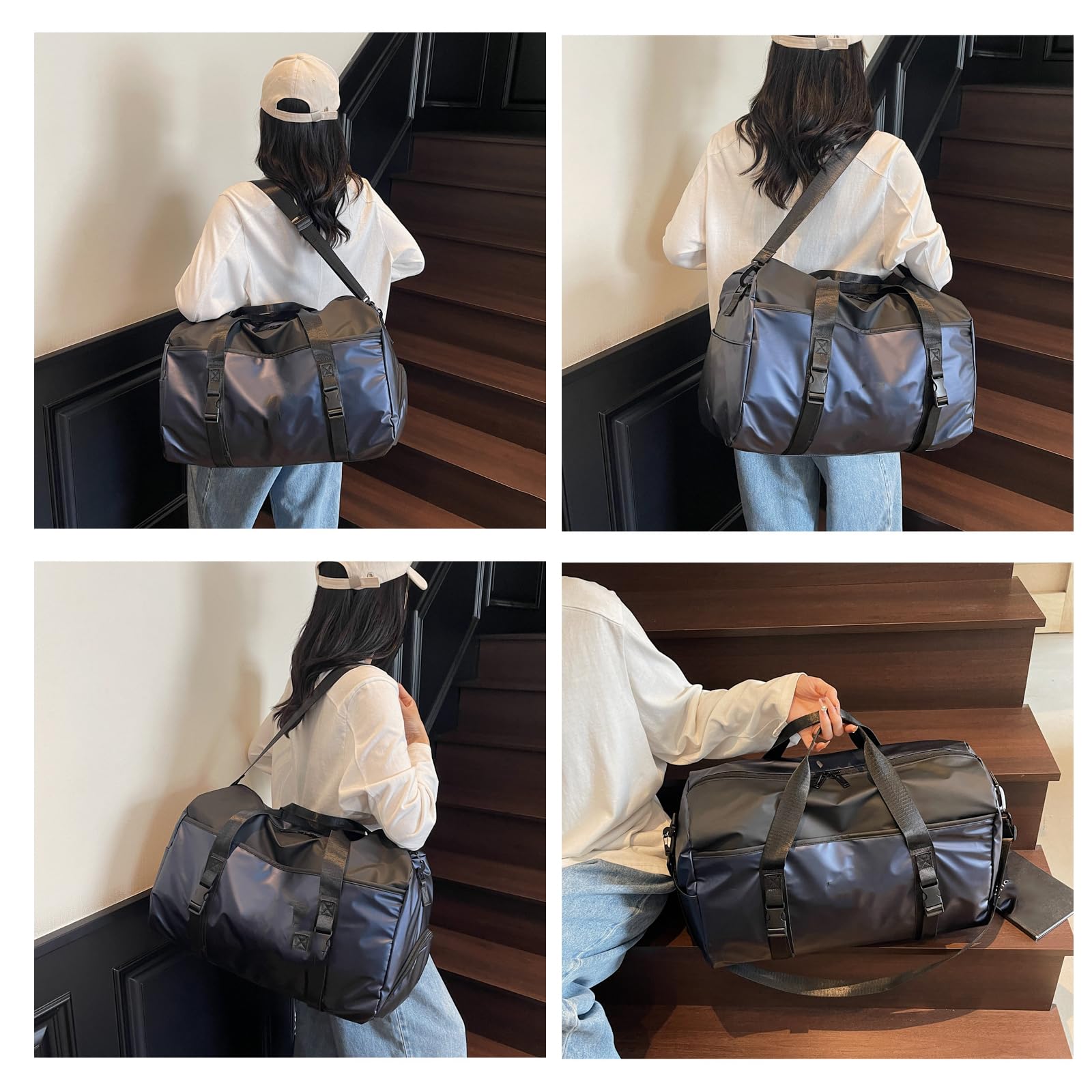 Pratico borsone sportivo con spazio dedicato per le scarpe Oxford resistenti all'acqua Tracolla ergonomica per appassionati fitness Borsa da palestra impermeabile con scomparto per scarpe