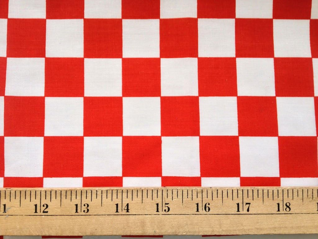 The Fabric Exchange Poly Cotton Print Red Checkered 60 Inch Fabric by The Yard (F.E.)