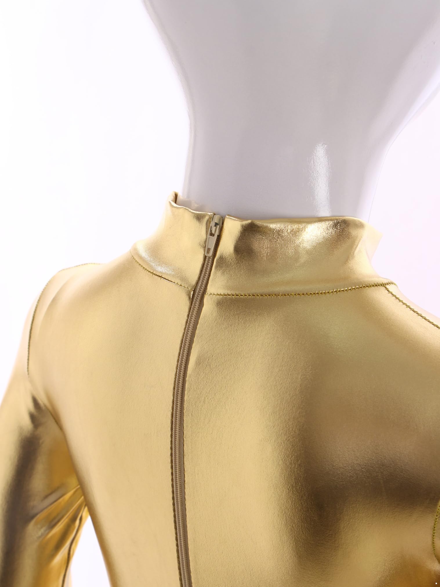 JEATHA Maillot Brillante De Danza Para Niñas Mono Elástico De Gimnasia Rítmica Maillot Manga Larga Con Cremallera Mono De Discoteca Hippie