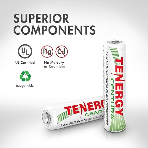Miniatura 6 de Tenergy TN160 Cargador LCD de 12 bahías AA/AAA NiMH/NiCD y paquete de 24 baterías recargables Centura AAA NiMH