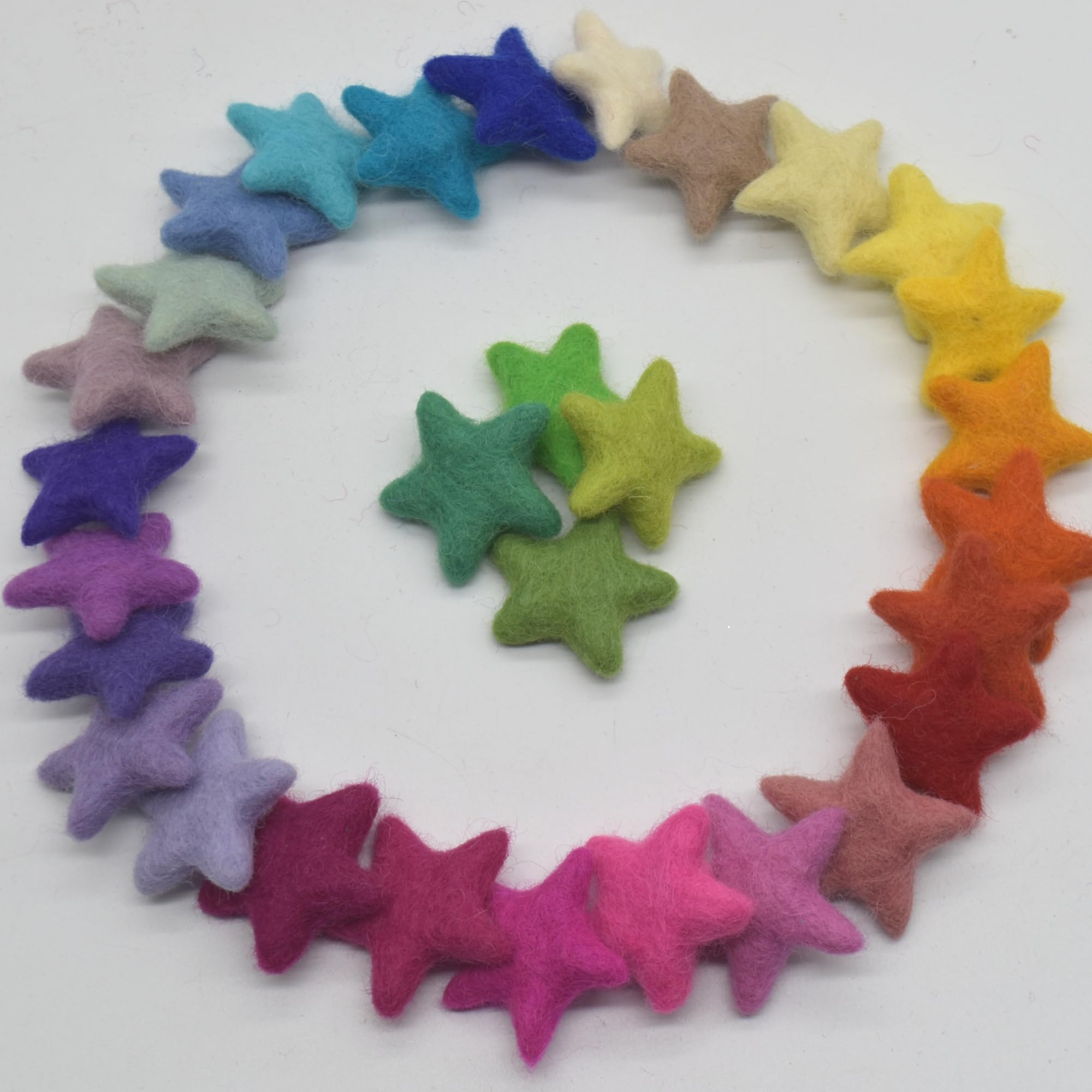 Oriental Direct 100% Wool Felt Stars - 30 Count - Assorted Light & Bright Colours