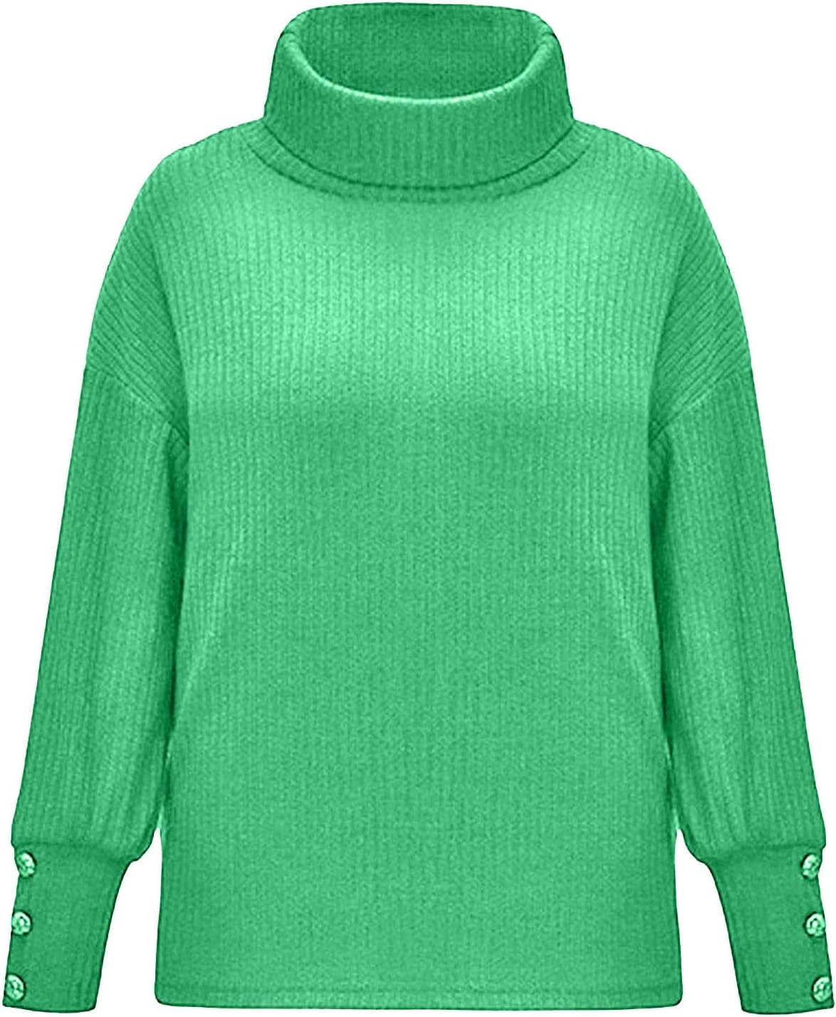 Women Casual Mock Neck Sweaters Casual Knitted Pullover Blouses Long Sleeve Plain Jumper Trendy Clothing 2024