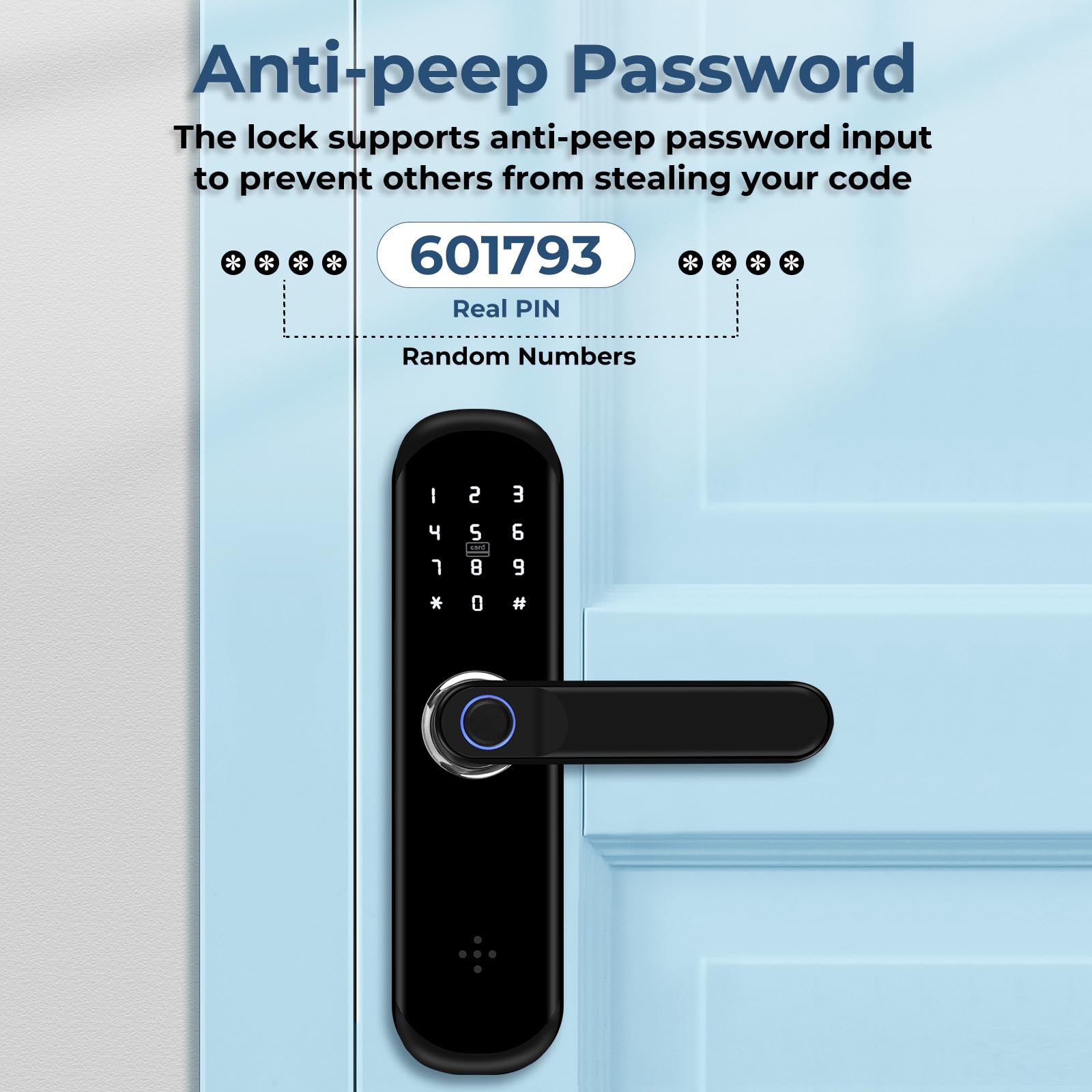 Tuya Smart Door Lock - Serratura per porta con impronte digitali e tastiera con maniglia | Serratura elettronica Bluetooth | Adatto per case, appartamenti e uffici | Serratura elettronica a