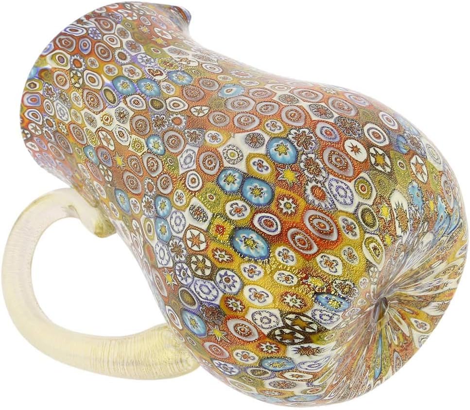 Glass Of Venice Murano Glass Golden Quilt Millefiori Pitcher/Carafe