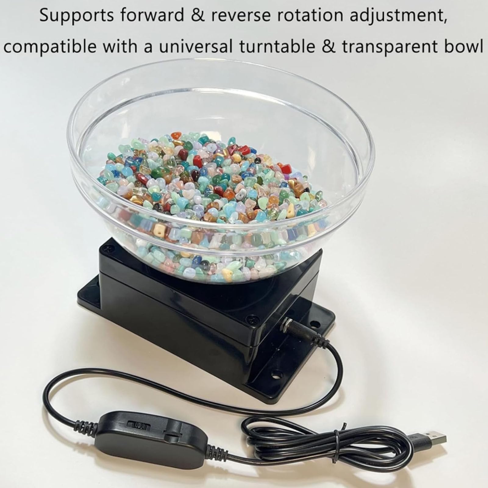 Kit giratorio eléctrico de cuentas – Herramienta de fabricación de joyas alimentada de 2 mm a 6 mm con control de velocidad continuo y cuenco de cuentas grande, giratorio profesional para cuentas de