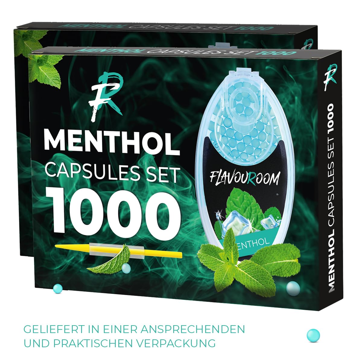 Flavouroom Aroma Click - 2000 Premium Menthol Kugeln Set I Intensiver Flavour Mit Praktischer Box I Einfaches Einsetzen für DIY Filter Erlebnis - Frischer Geschmack