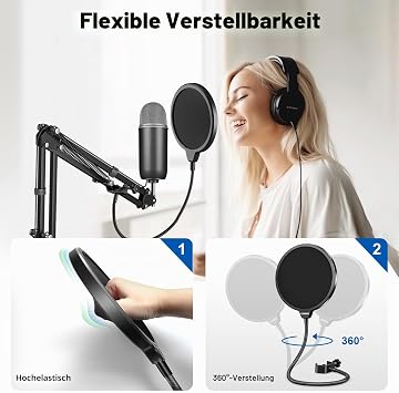 Aokeo Clamp On Studio Microphone Mic Round Shape Wind Pop Filter Mask Shield