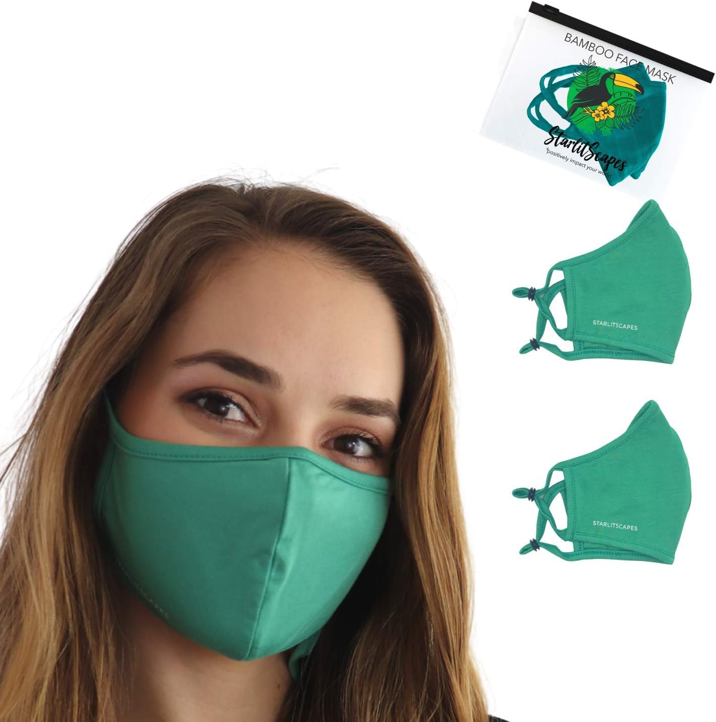 StarlitScapes Ultra-Soft, Breathable and Washable 2-Layer Bamboo Cloth Face Mask with Waterproof Pouch