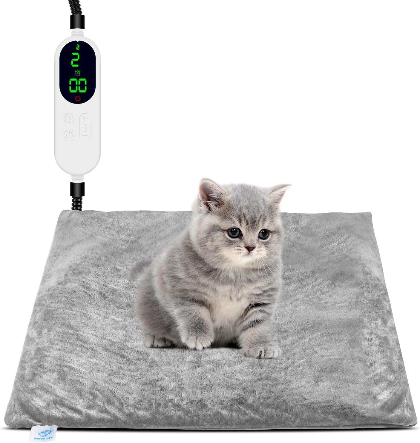 Heated Cat Bed for Indoor Cats, Electric Pet Heating Pad for Dogs Cats with Timer, 9 Level Temperature Cat Heating Pad Waterproof Heated Mat for Puppy Dog Cat (18" X 18")
