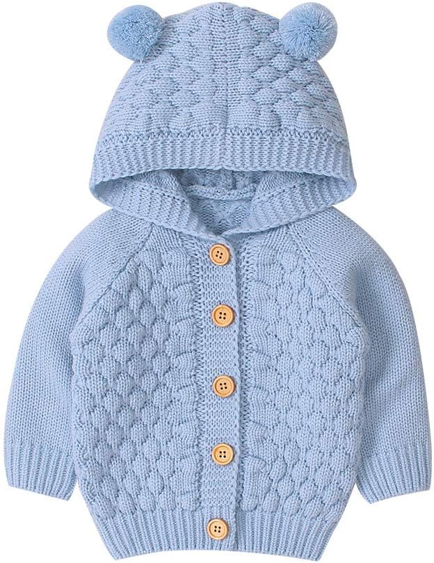 Baby Boys Basic Long Sleeve V-Neck Classic Knit Cardigan Sweater Knit Button Closure Bolero Shrug