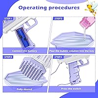 Vista 5 de Bubble Guns,69 Holes Bubbles Machine for Kids Adults,Colorful Light Strong Wind Bubble Rocket Launcher,Children's Toys Bubble Blower with 2 Bubble