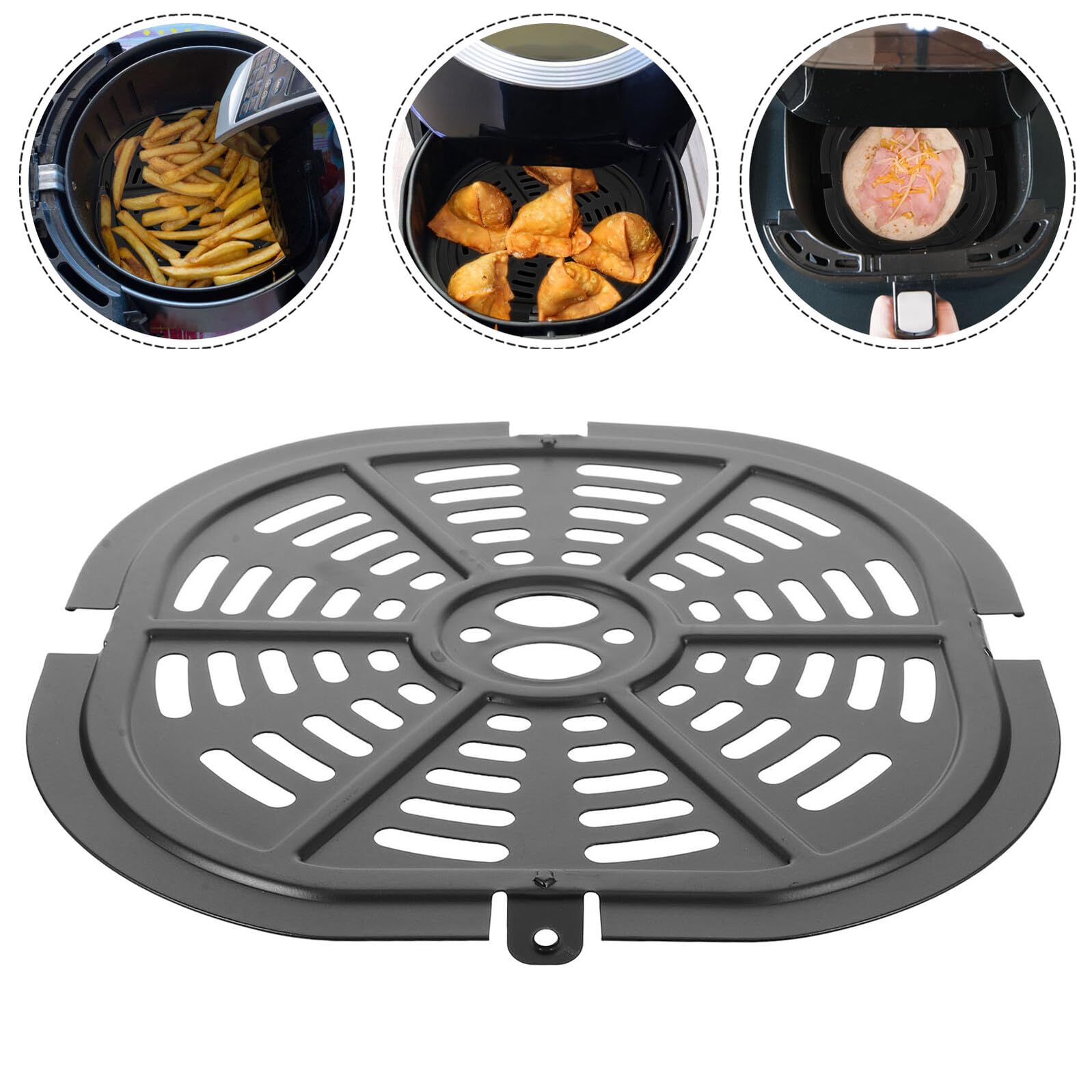 Bandeja de Cocción Negra de Acero Inoxidable para Freidora de Aire