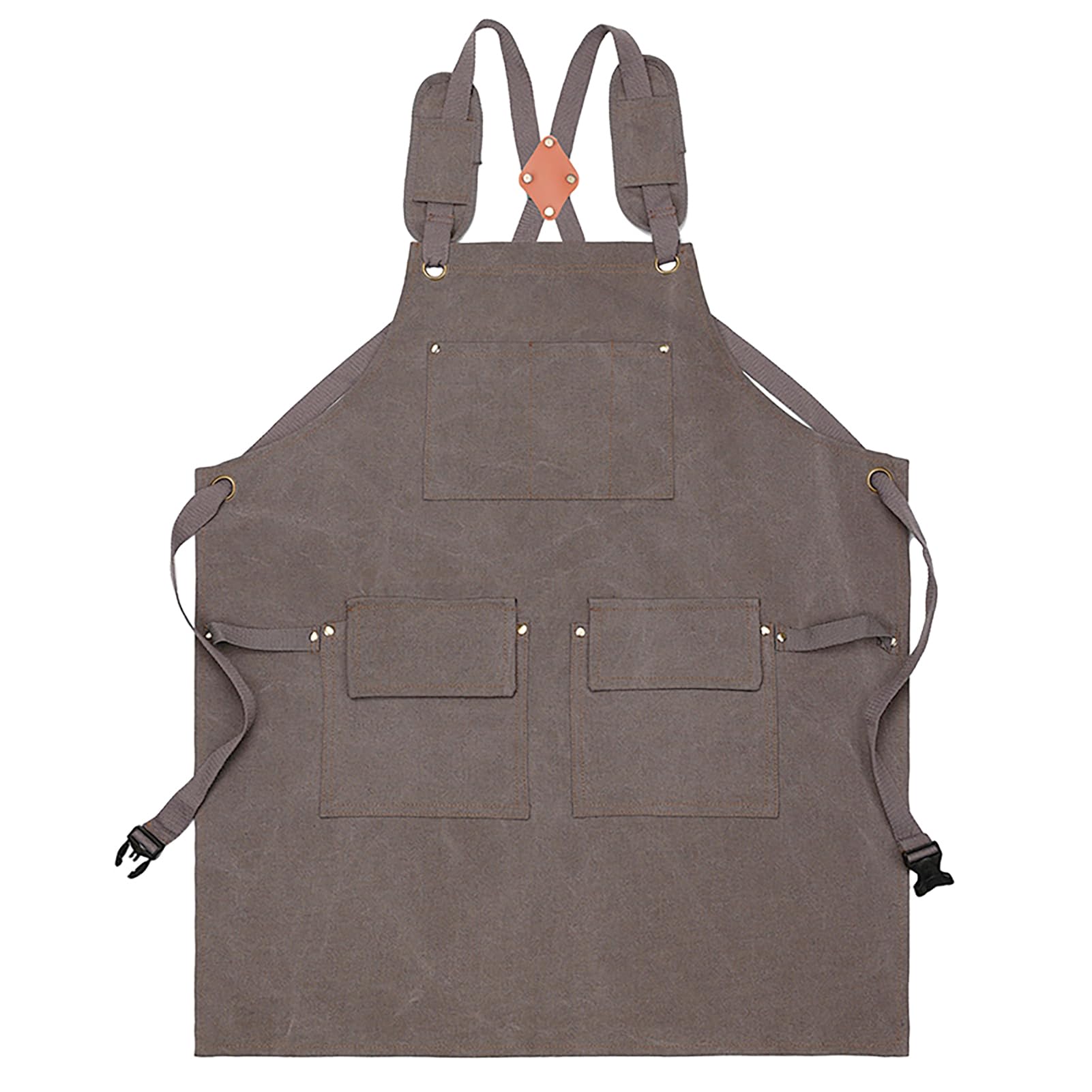 Turbokey Tool Apron with Hammer Holder Cotton Canvas Work Apron, Cross Back Straps, Gardening Apron with Pockets for Men and Women M-XXL(Darkblue)