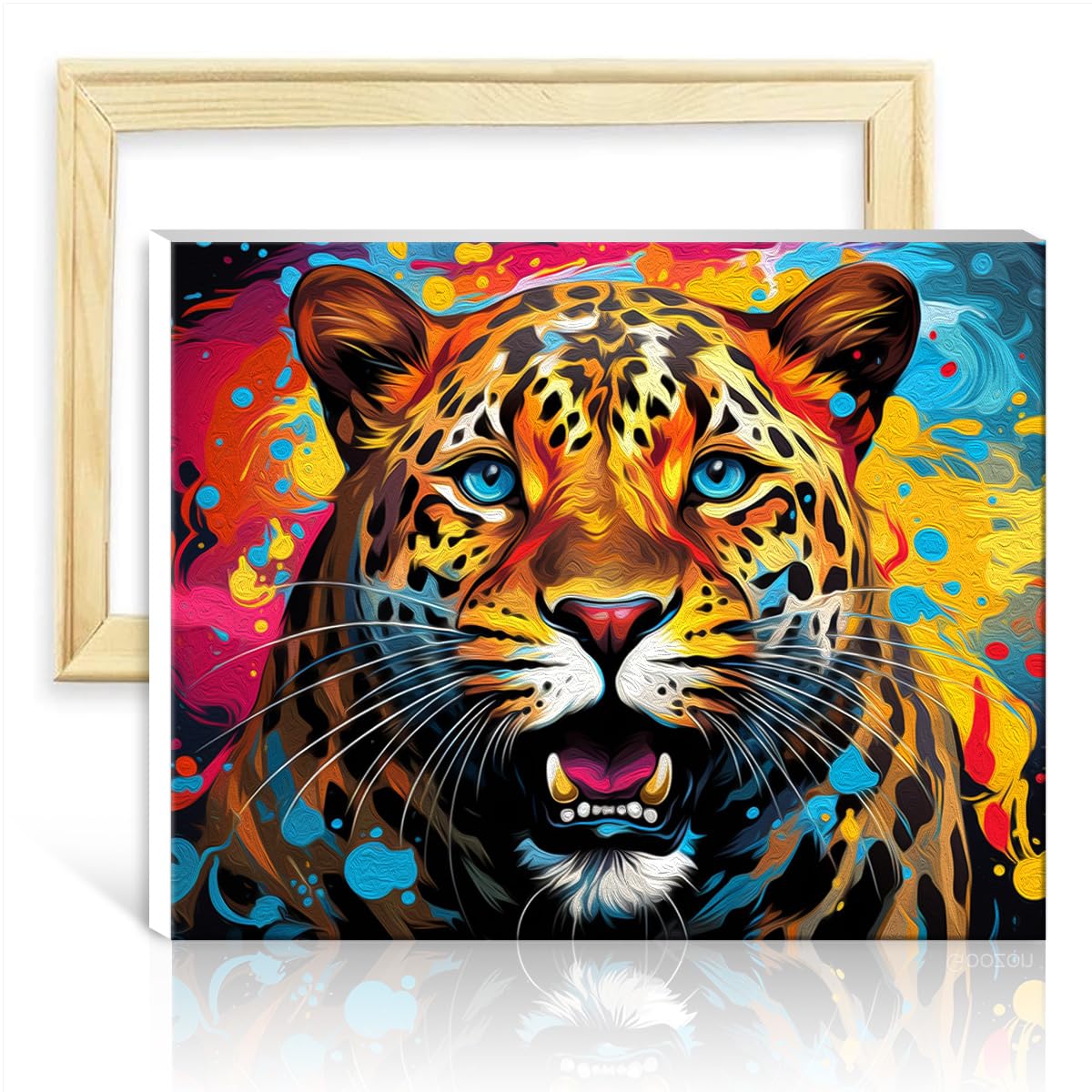 TANGFEIY Paint Kits Canvas African Leopard Oil Painting DIY Digital Art Artwork with Brushes and Acrylic Pigment on Canvas Art Oil Painting, No Frame(30x40cm) — image 1
