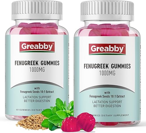 Miniatura 8 de Gomitas de fenogreco de 1000 mg, suplemento de semillas de fenogreco orgánicas puras, apoyo a la lactancia saludable, sin OMG (60 gomitas veganas)