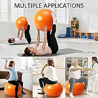 Vista 6 de Gruper Yoga Ball, Multiple Sizes Non Slip Exercise Ball for Workout, Birthing, Balance, Stability, Pregnancy, 2200LB Capacity, Anti Burst Chair for