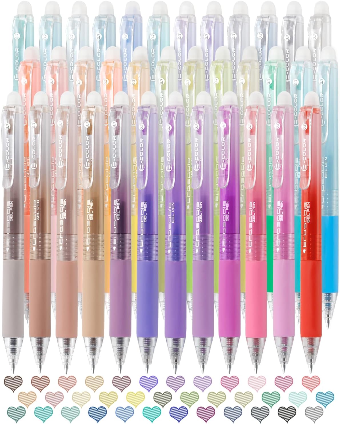 Solati 36 Colors Erasable Gel Pens, Fine Point 0.7mm Colored Erasable Pens, Make Mistakes Disappear, Assorted Color Inks for Drawing, Writing, Planning, and Crossword Puzzles (36 Colors)
