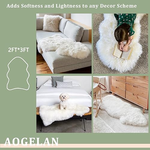 Miniatura 5 de Alfombra de oveja genuina de alta calidad, piel de oveja auténtica, esponjosa, esponjosa, de piel de cordero para niños, dormitorio, sofá, silla,