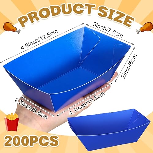 Miniatura 9 de 200 unidades de papel para barcos de comida desechable, bandejas de comida rápida para nachos, resistentes a la grasa, bandeja desechable de cartón