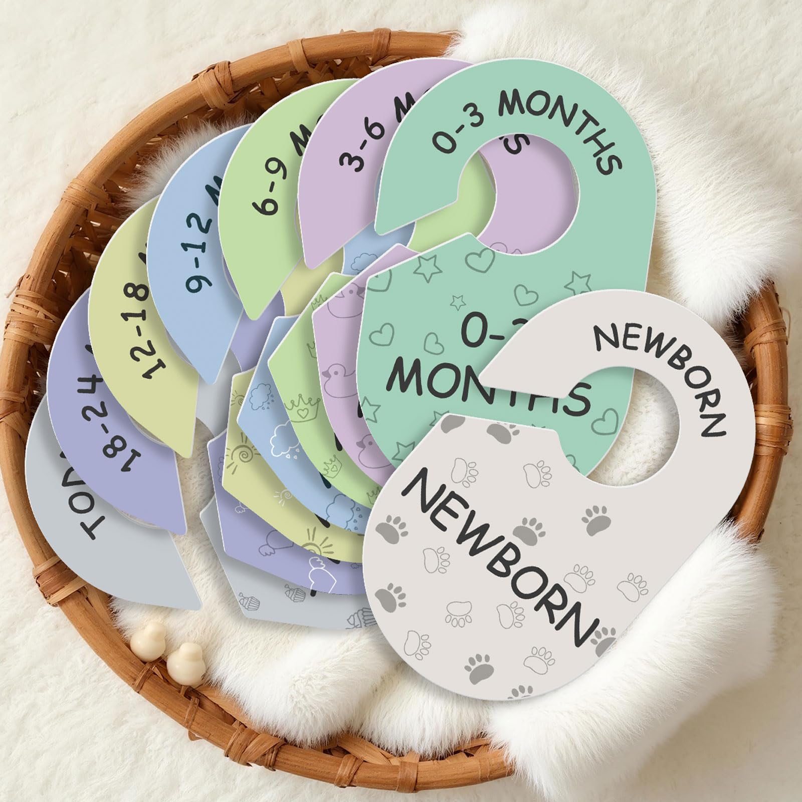 Sicamin Baby Closet Dividers for Clothes Organizer 8 PCS Double-Sided Cute Hanger Dividers for Newborn to Toddler Baby