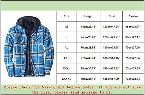 Miniatura 4 de Sudaderas con capucha para hombre con cremallera acolchada forro de franela a cuadros con botones con cremallera abrigo para exteriores para hombre