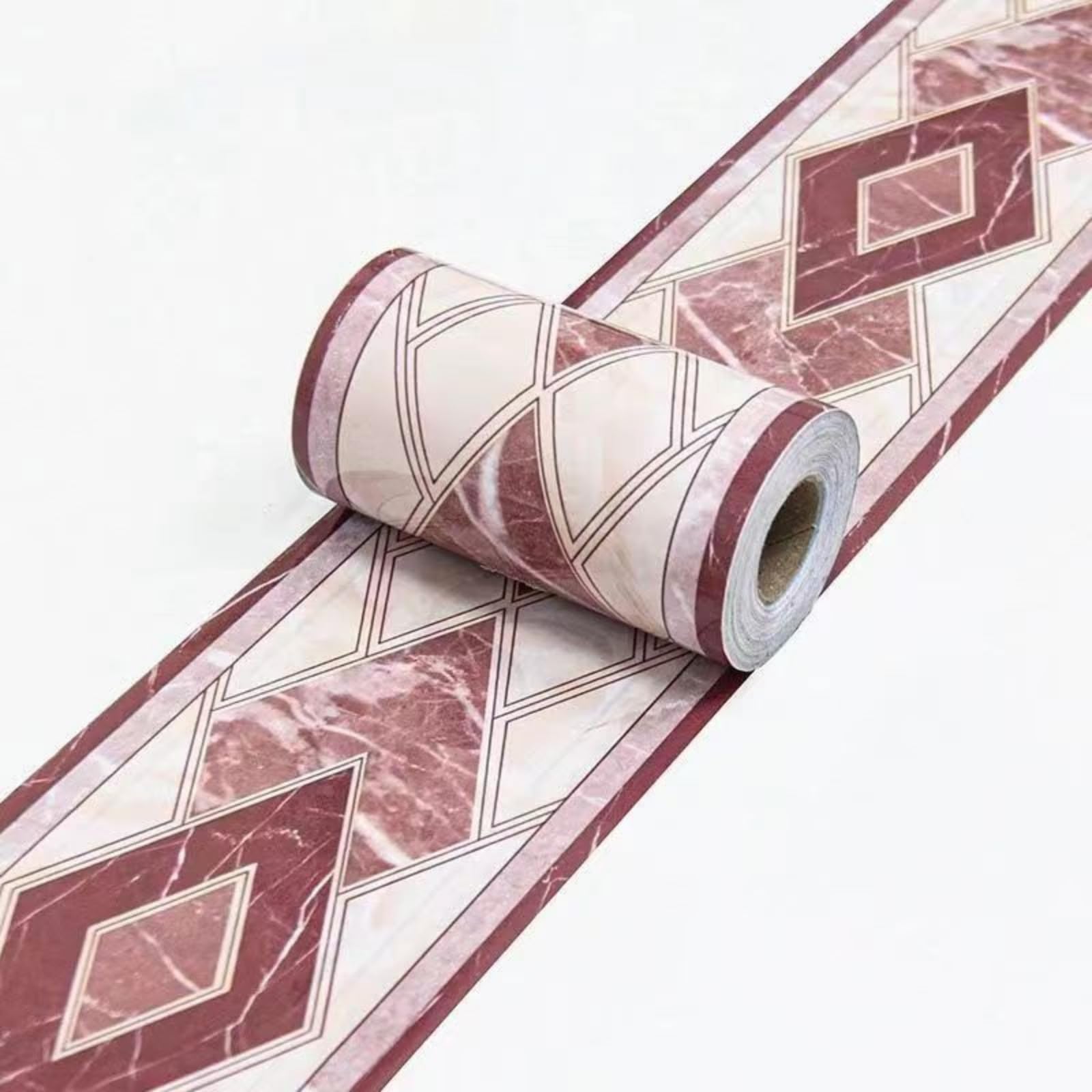 Visitryl Red Modern Marble Red Wallpaper Border Self Adhesive Wall Tiles Decorative, Peel And Stick Wall Border Bathroom Stickers 10Cm X 1000Cm