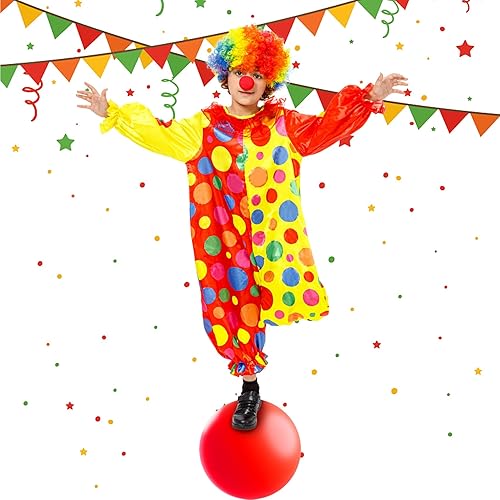 Miniatura 7 de Disfraz de payaso para niños, disfraz de payaso de Halloween con nariz de payaso y sombrero, disfraz de payaso para niños