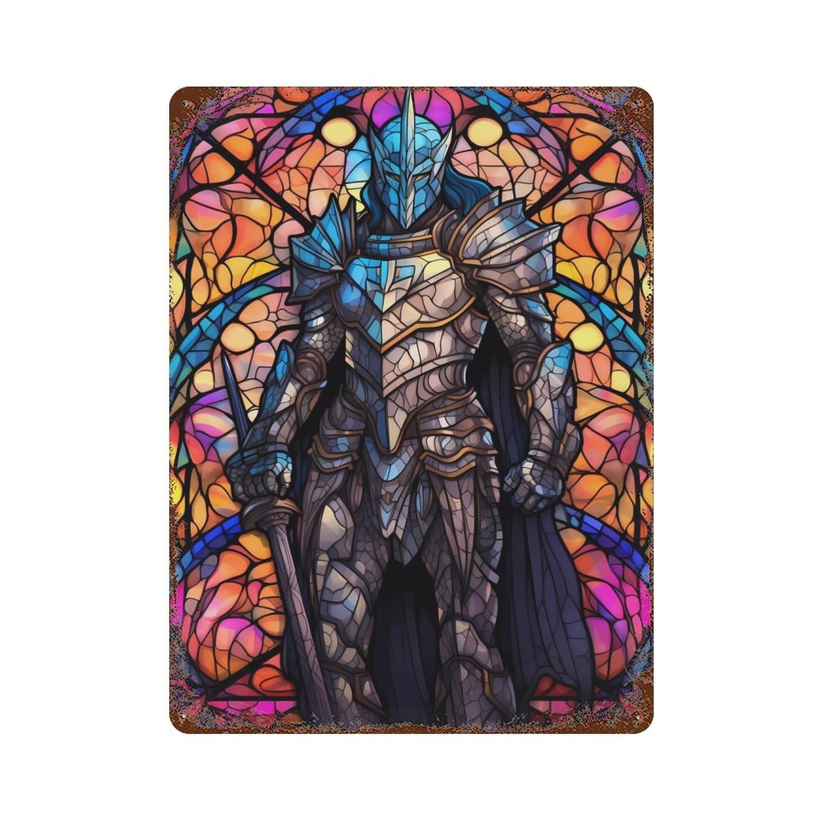 Soldier with Sword 4 Retro Metal Sign 15.7"x11.8", Farmhouse Wall Decor for Garage, Pub Or Kitchen