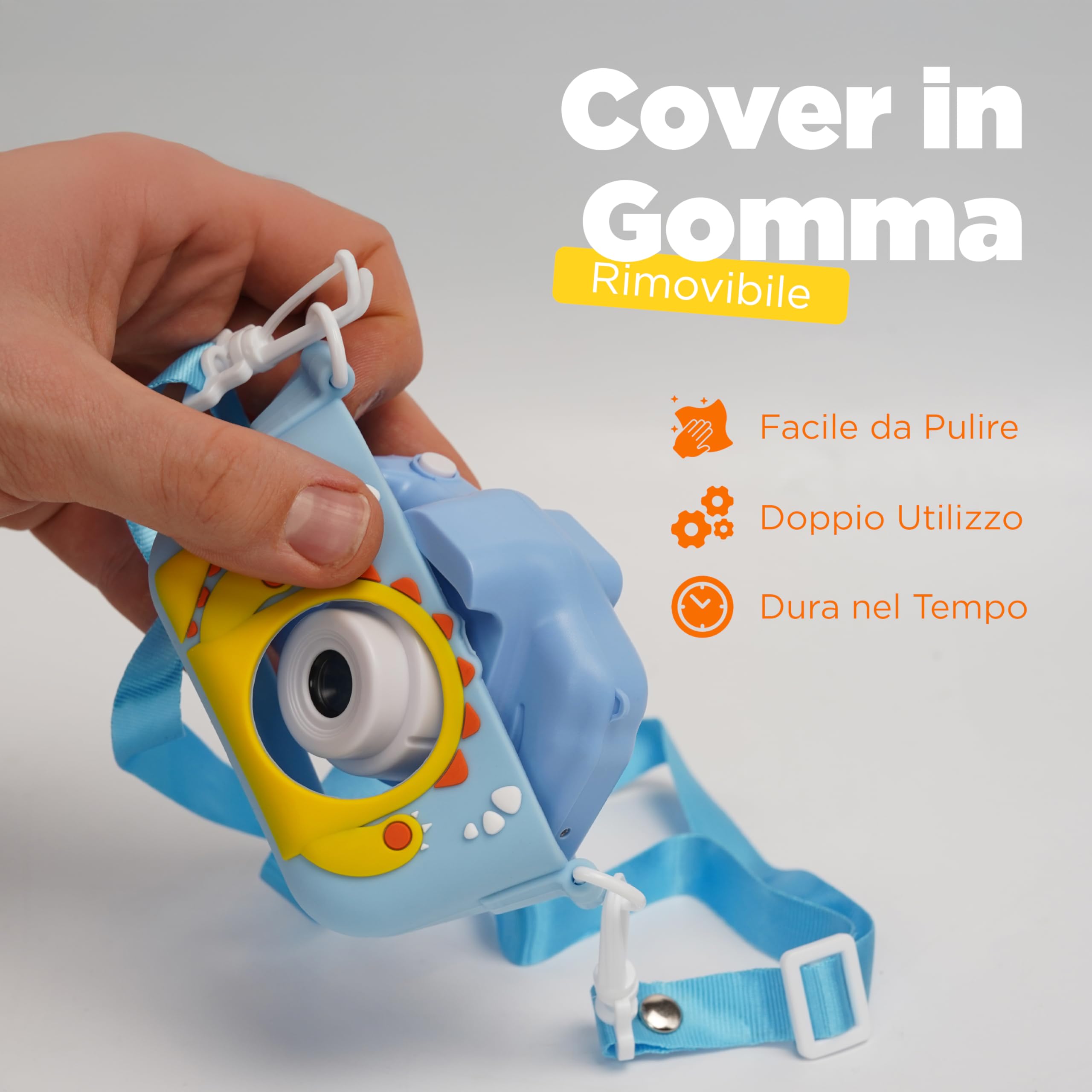 Fotocamera Digitale Bambini con Video HD, Giochi Integrati e Filtri Divertenti, Macchina Fotografica per Bambini con Cover in Gomma Antiurto, Display LCD, Micro SD Inclusa, Giocattolo Educativo