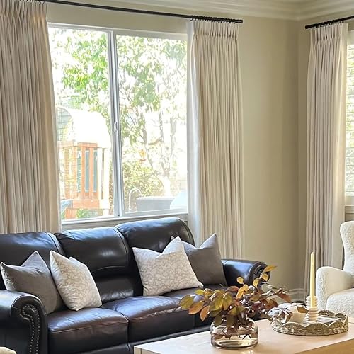 Miniatura 2 de LUSTROWIN Cortina de lino personalizada plisada para oscurecer la habitación, cortinas opacas para sala de estar, dormitorio, comedor, ventana,