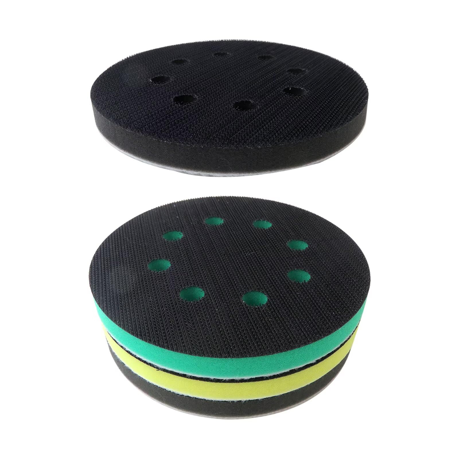 Multifunctional Soft Foam Backing Pad Replacement Kit Fits for 5 inch Orbital Sander, Soft Density Interface Pad with 8 Hole, Foam Sanding Pads Hook and Loop