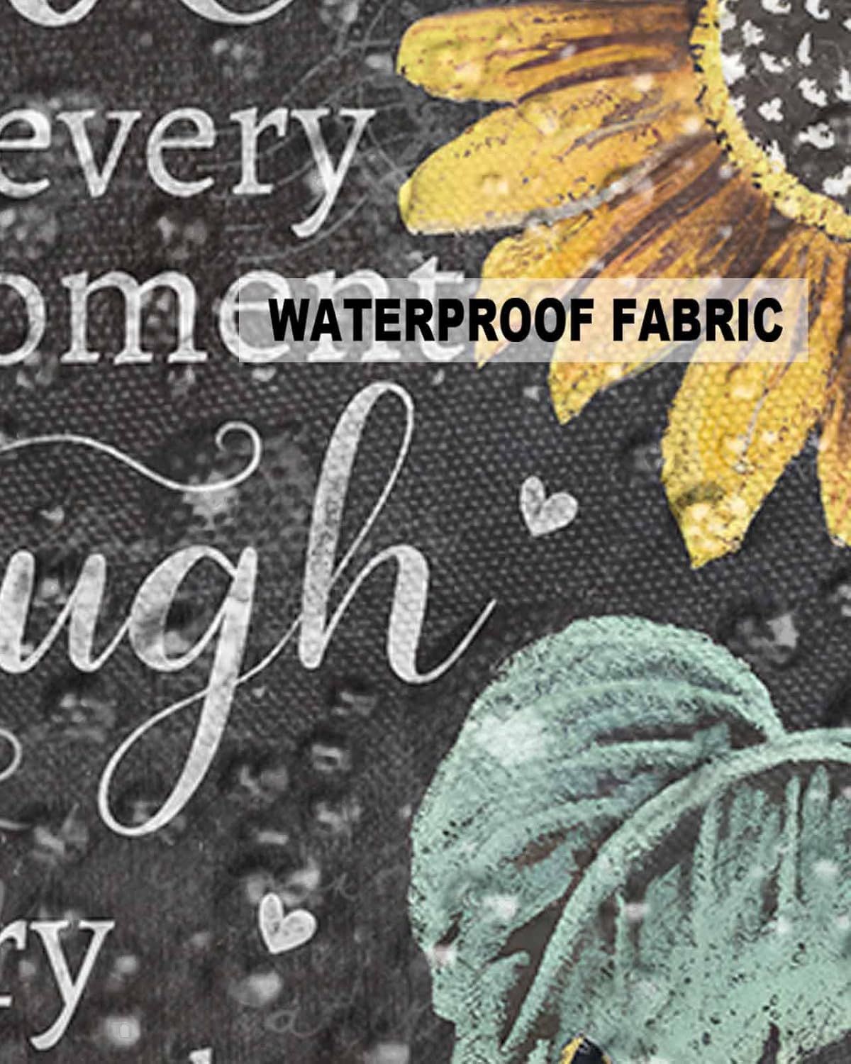 Outdoor Pillow Covers Waterproof Pillow Cases Protector Pastoral Sunflowers on Vintage Blackboard Pillowcase Pack of 2 Inspiring Quotes Throw Cushion Case for Pation Furniture,Couch,,20X20IN