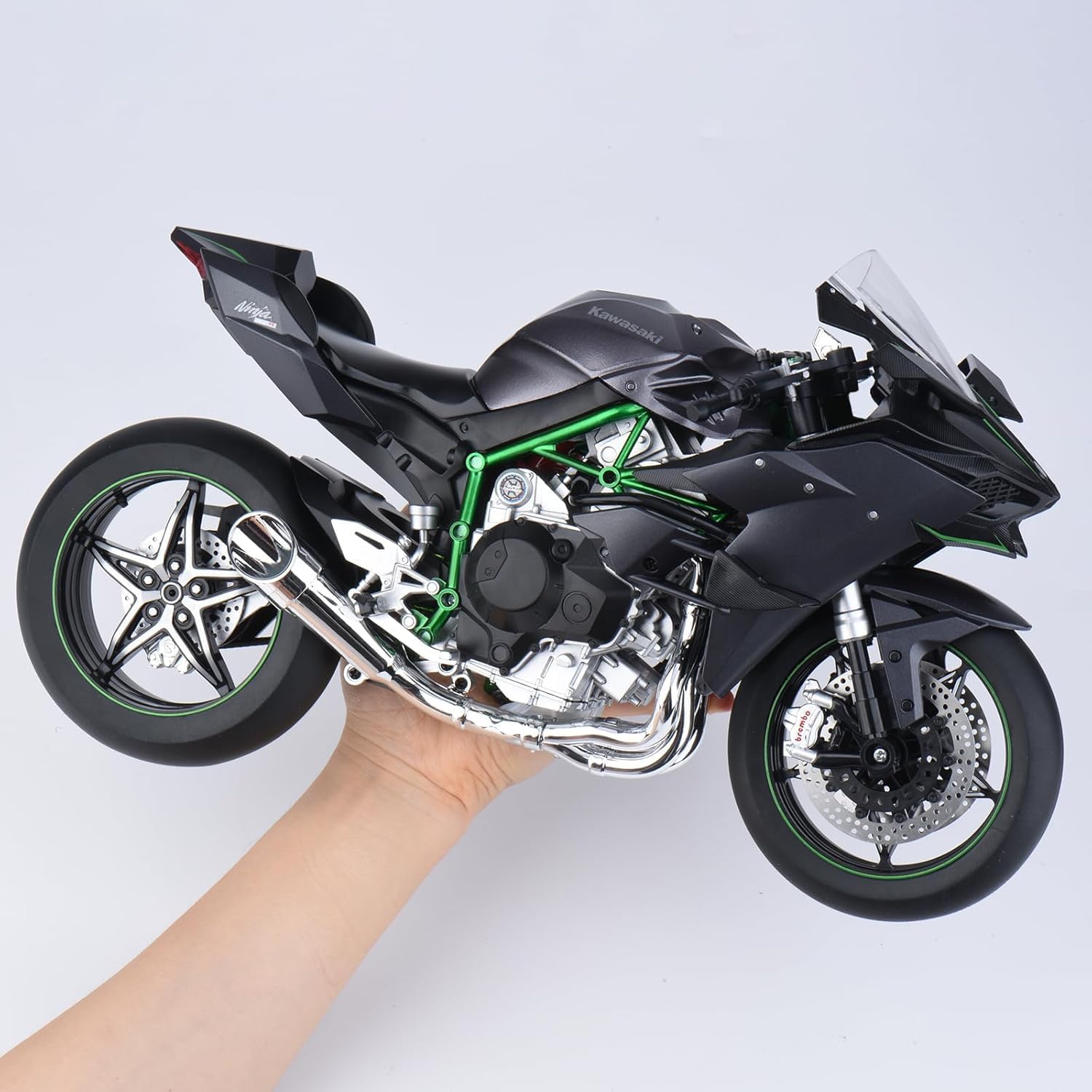 Xiangtat 1/6 Scale Motorcycle Compatible with Kawasaki Ninja H2R Motorcycle Model Kit Die Cast Metal Racing Motorcycles Model for Kawasaki H2R Collectible Model Motorcycles Spray