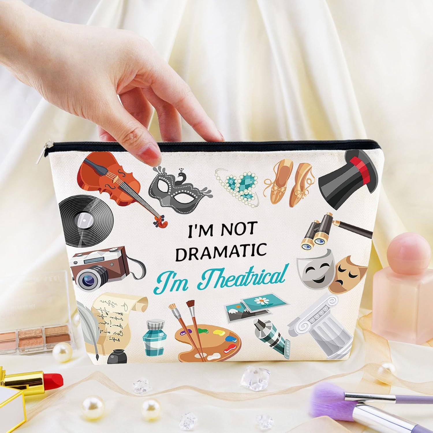 Musical Theater Gifts for Theater Lovers Musical Drama Teacher Gifts for Women Theaters Lover Gift for Director Actors Female Drama Club Gift Bag Wicked Merch Makeup Bag Zipper Pouch - Image 2