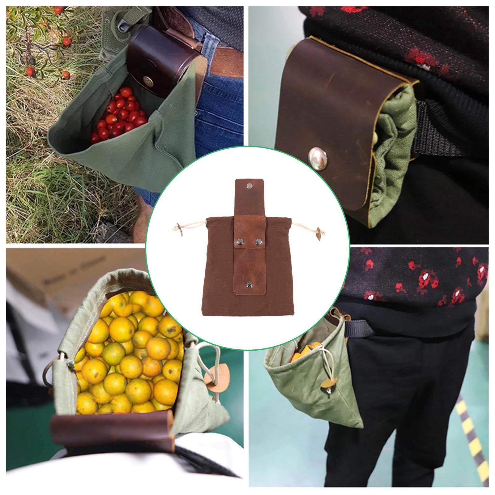 Borsa da cintura pieghevole, borsa pieghevole in tela, borsa per la foraging in pelle, borsa per la foraging per viaggi, campeggio, escursionismo (kaki