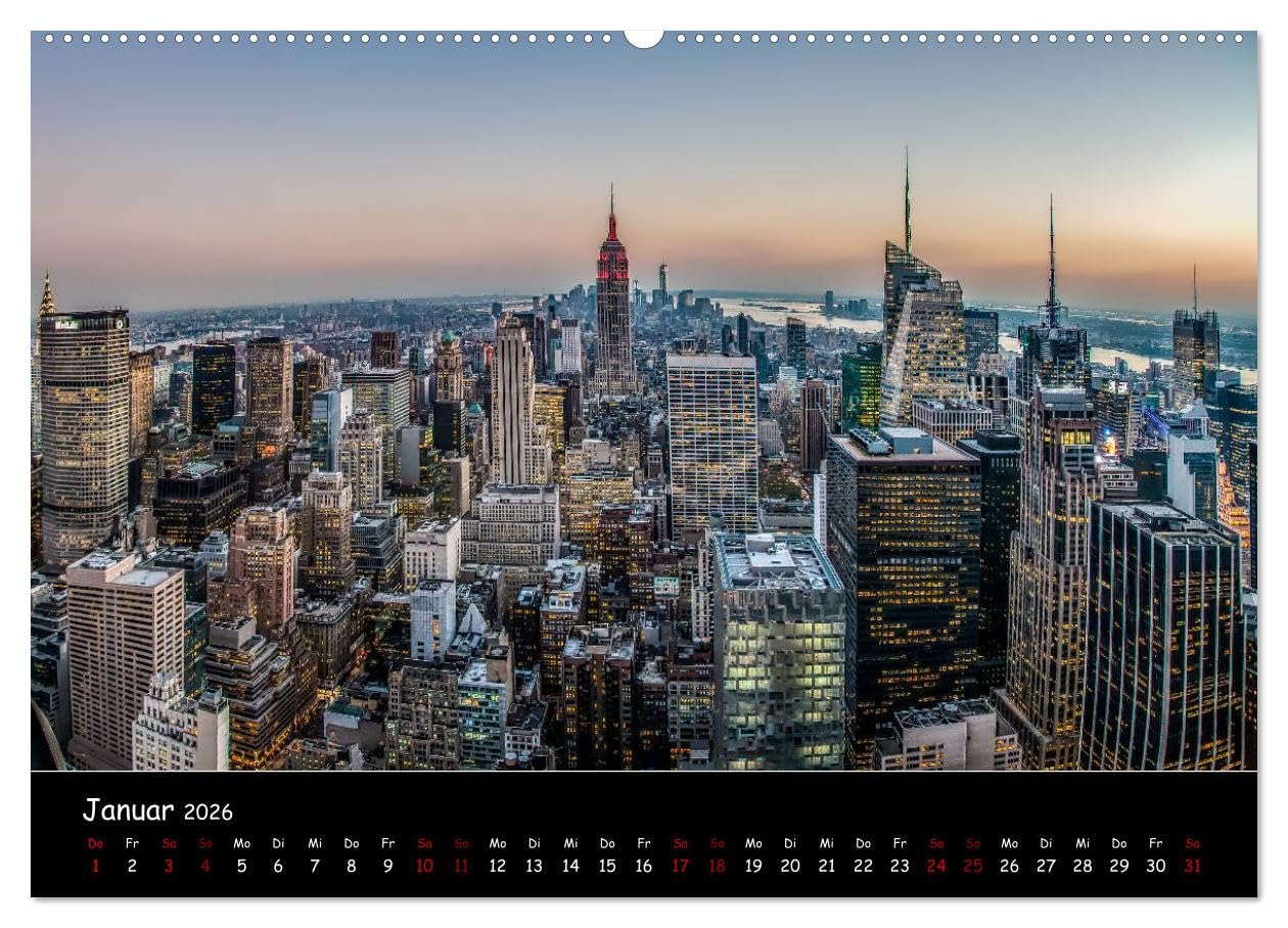 New York City - Impressionen (hochwertiger Premium Wandkalender 2026 DIN A2 quer), Kunstdruck in Hochglanz: Die Skyline, Hochhäuser und Straßenszenen werden in stimmungsvollen Bildern gezeigt