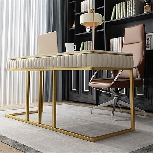 Miniatura 2 de Computer Desk 47.2" Nordic Marble Desk Writing Desk Simple Modern Light Luxury Desk with Stable Gold Legs Study PC Laptop Desk Beauty Consultation