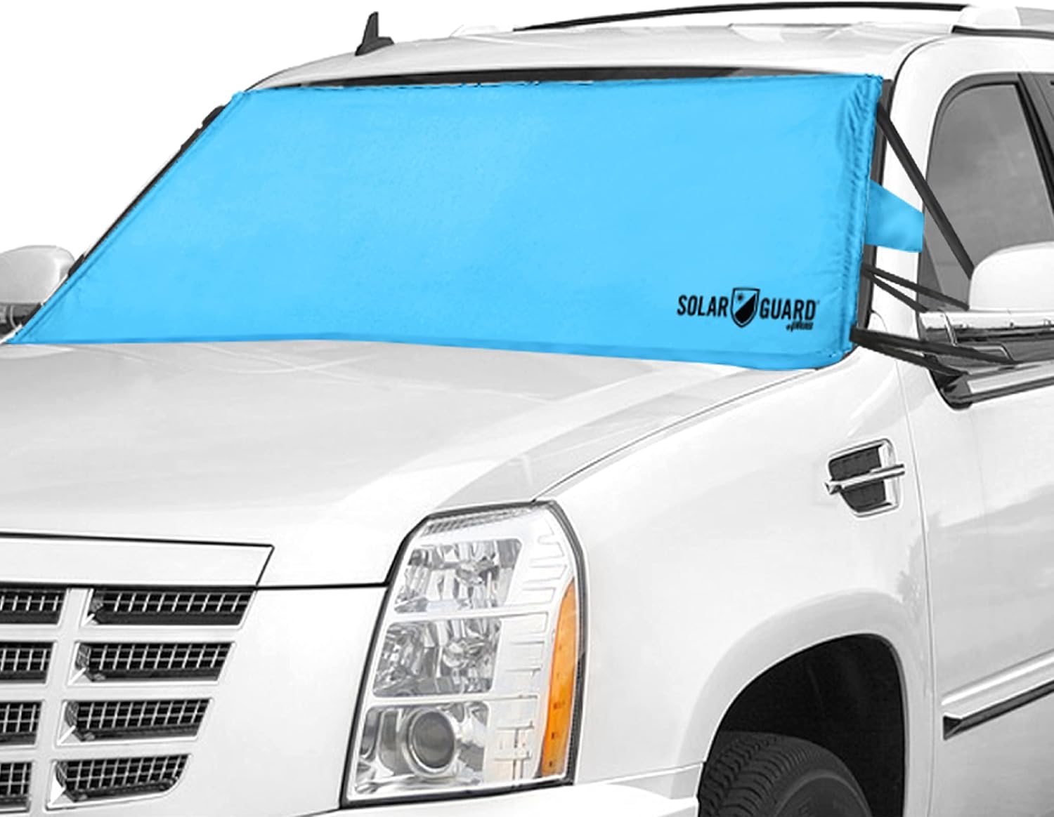 SolarGuard Plus Sunshade for Car Windshield - Reflective Car Shades for Windshield, Blocks Damaging UV Rays - for Use on Front Window Exterior, Includes Security Flaps - Pool Blue, XL Size Pool Blue XL