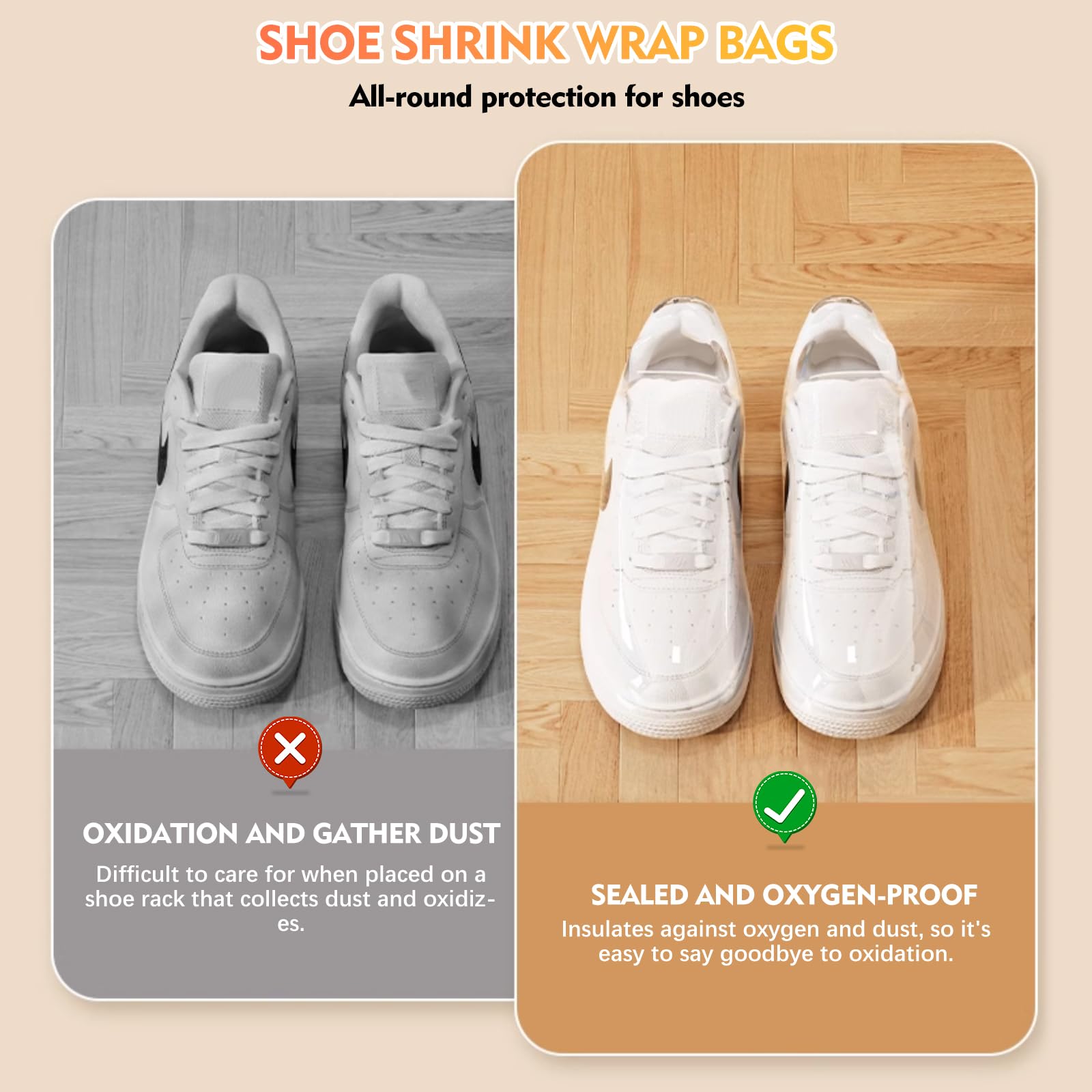 Bolsas retráctiles para zapatos, 100 bolsas termorretráctiles, bolsas de plástico transparente para zapatos para almacenamiento de viajes, bolsas de polvo para zapatos, 9.4 x 13.7 pulgadas, Claro